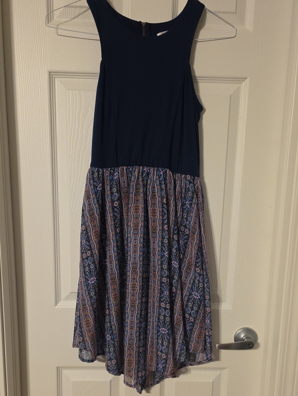 Xhilaration Navy Blue Printed Midi Dress